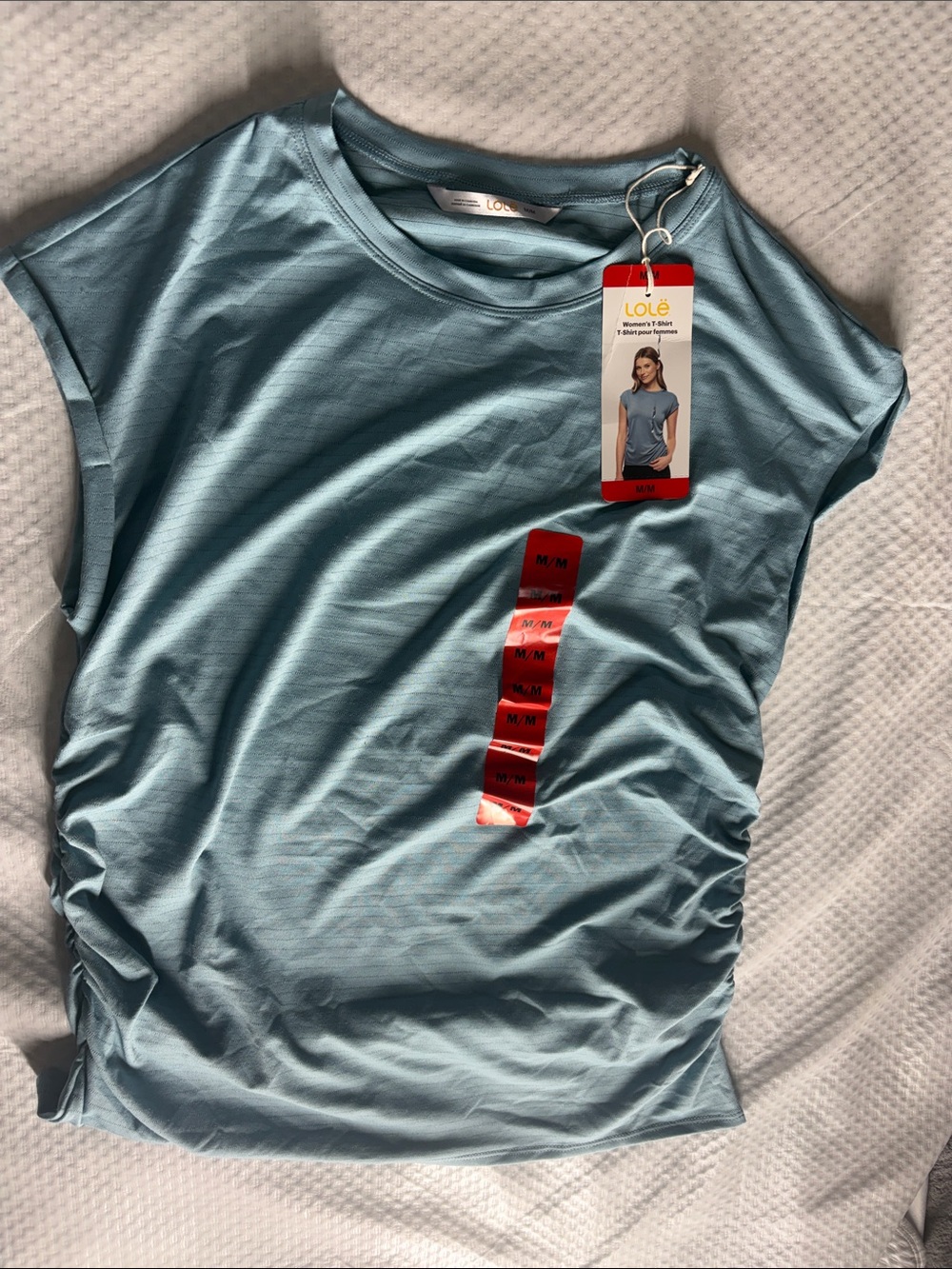 Lole Women's Short Sleeve Ruched Tee in Sky Blue